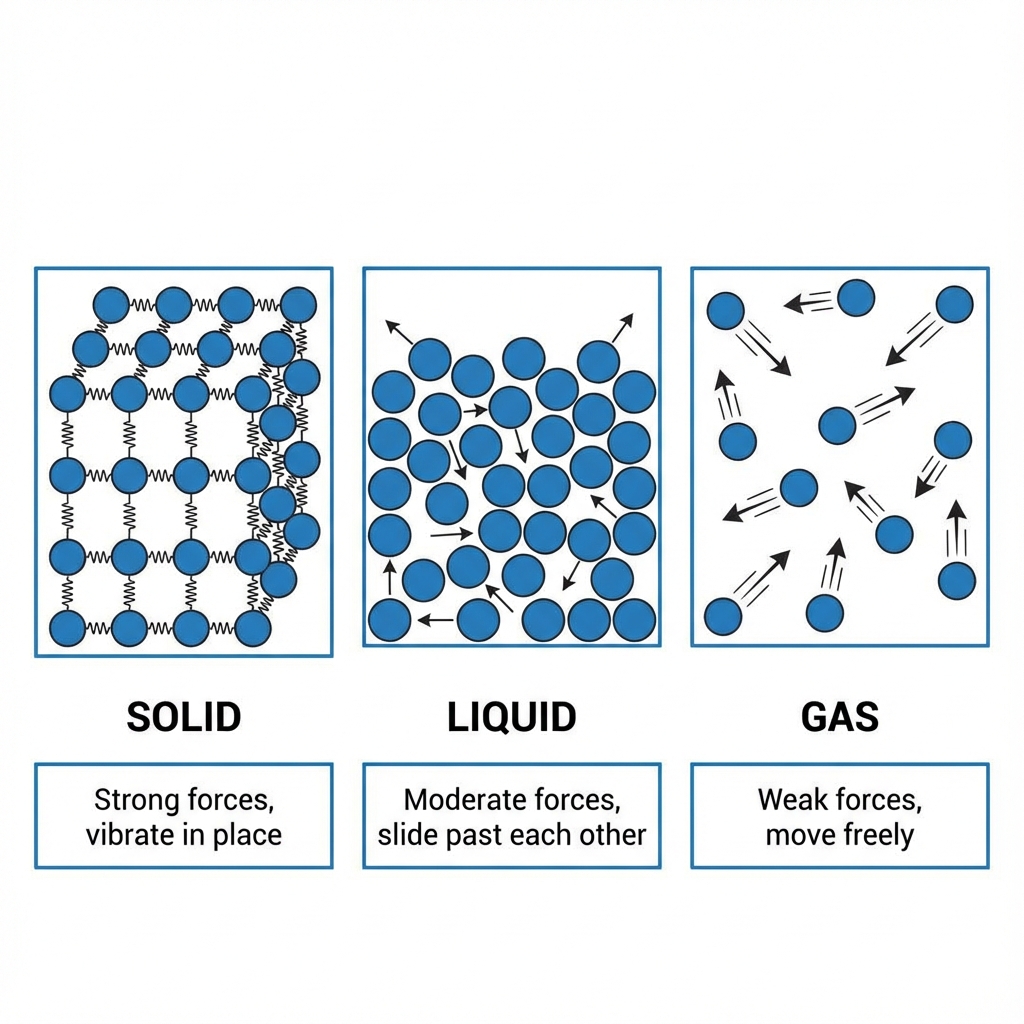 Particle Arrangement in Different States